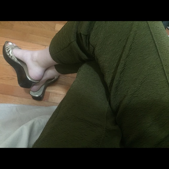 Green tapered fabric pants - Picture 3 of 4
